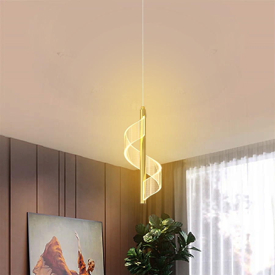 lampa wisząca led spiralna lampka nocna do sypialni 30 cm, nowoczesna minimalistyczna jadalnia bar regulowana długa linia sprzętowa lampa wisząca oprawa oświetleniowa sufitowa 2025 - $93.44 –P4