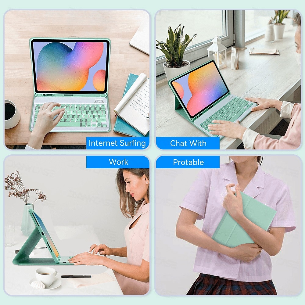 Tablet Computer Strap Keyboard For IPad 10th Protective Case With Keyboard, Keyboard Cover For IPad 11-inch 2018/2020/2021/2022,iPad Air4/Air5 10.9inch Case-Flip Bracket Cover-Keyboard Cover For IPad 10.2 Inch 7th/8th/9th.iPad 12.9inch.iPad 10.5inch 2025 - $34.99 –P6