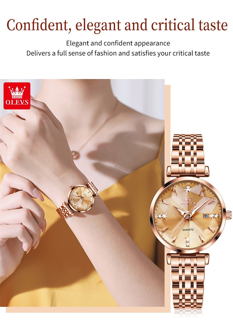 New Olevs Brand Ladies' Watches Luminous Decorative Calendar Quartz Watches American-Style Diamond-Set Waterproof Small Green Watches Mother's Day Gift for Women'S Watches Tide 2026 - $37.99 –P12