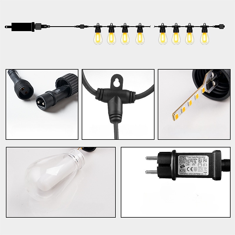 Flickering S14 Flame String Lights 5M 10 LED /10M 20LED String Lights for Outside Plug in Garden Lights for Halloween Christmas Connectable Backyard Decorative Lights Cafe Bistro Patio 2025 - GBP £53.63 –P8