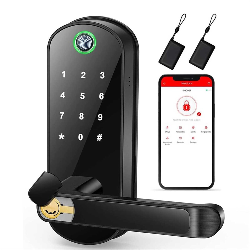 2025年 スマート 5 in 1 ドアロック ハンドル付き 生体認証技術 ストレージ メモリ機能  コレクション – $159.99 –P4