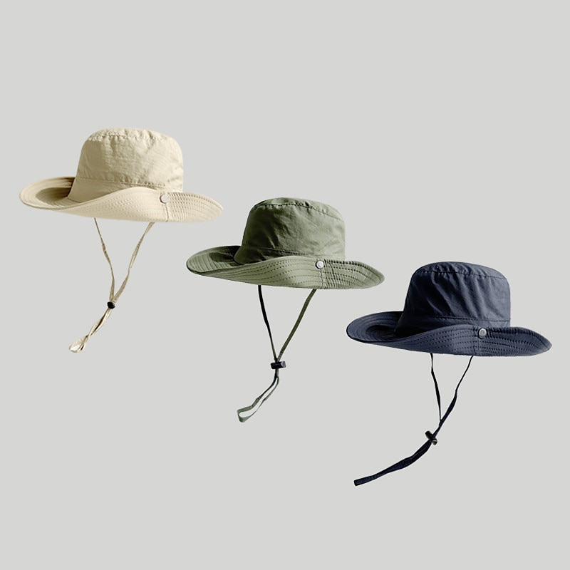 Men's Sun Hat Bucket Hat Wide Brim Outdoor Waterproof Portable UV Sun  Protection Breathable Hat Solid Color Polyester Black Army Green Dark Navy  for Hiking Climbing Beach 2024 - $11.99