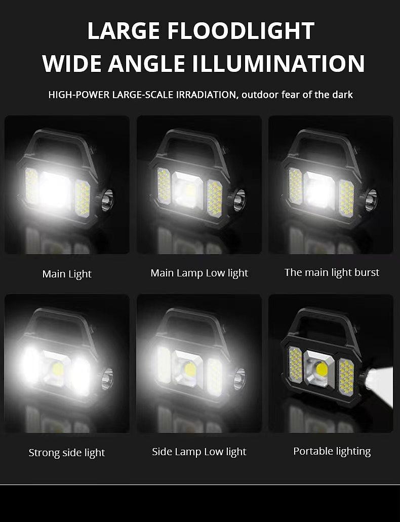 Rechargeable Solar Portable Lamp with Side Lights COB Flashlight Lantern Handheld Searchlight USB Charging Solar Light for Outdoor Camping 2026 - $19.99 –P4
