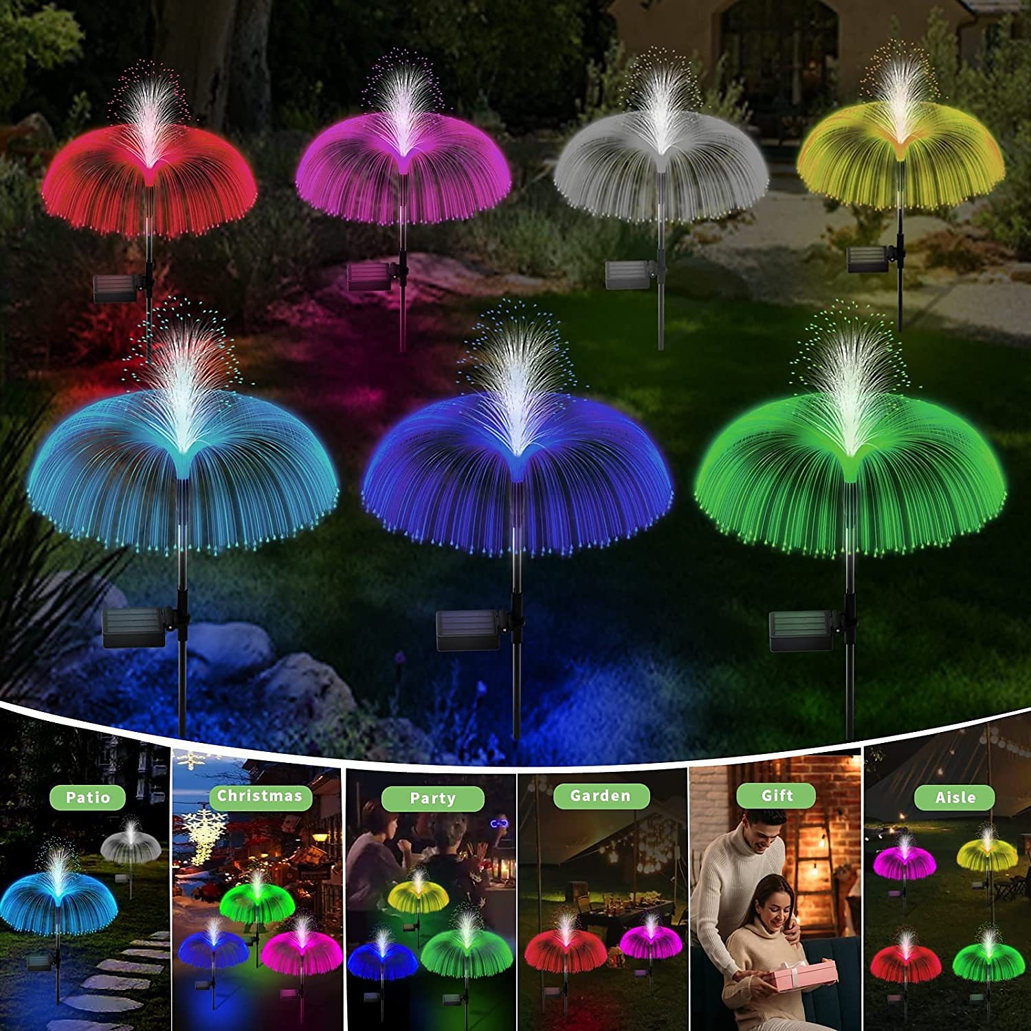 2 قطعة LED الألياف الشمسية أضواء قنديل البحر RGB اللون تغيير حديقة ضوء الشمسية في الهواء الطلق مقاوم للماء أضواء الحديقة فيلا فناء الممشى بارك الحديقة مصباح الديكور 2025 - $30.99 –P3