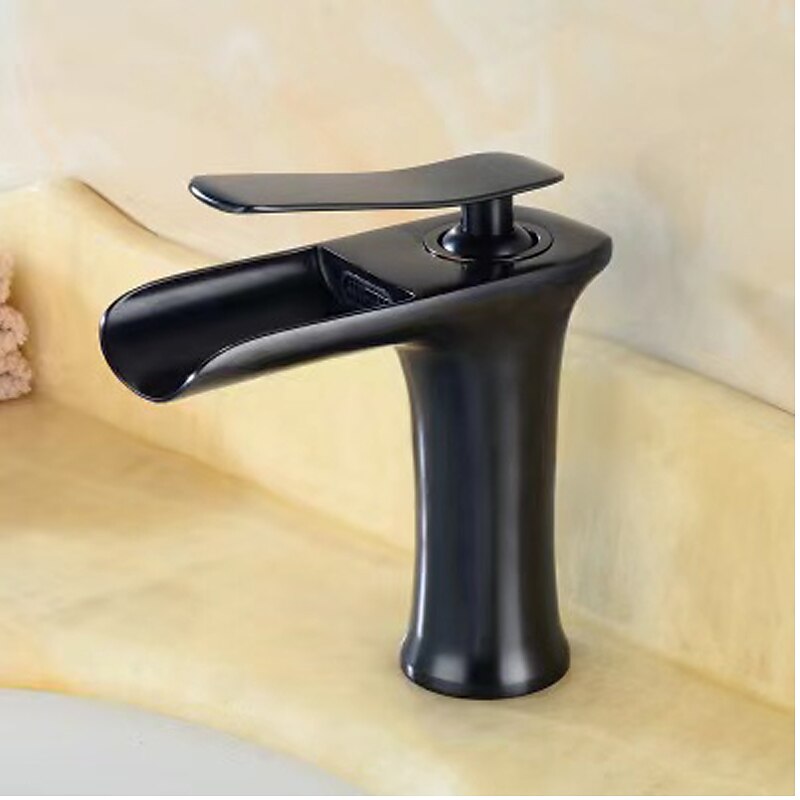 Waterfall Bathroom Sink Mixer Faucet 4.7" Spout, Mono Wash Basin Single Handle Basin Taps Washroom with Hot and Cold Hose, Monobloc Vessel Water Brass Tap Deck Mounted 2025 - $89.99 –P7