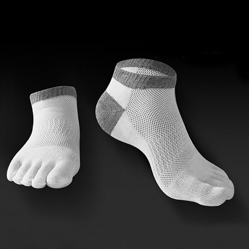 Herren 3 Paare Ankle Socken Zehensocken Niedrig geschnittene Socken Schwarz Weiß Farbe Farbblock Freizeitskleidung Urlaub Wochenende Patchwork Mittel Sommer Frühling & Herbst Stilvoll Brautkleider 2025 - $23.99 -P3