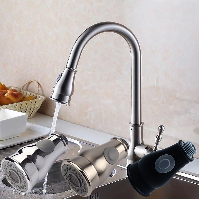 sostituzione della testa del rubinetto della cucina cromata nera spazzolata, accessori per raccordi di fissaggio dell'ugello della testa dello spruzzatore del rubinetto estraibile, adattatore per beccuccio a prova di spruzzi di aerazione del 2025 a $27.99 –P8