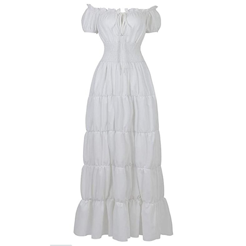 Medieval Renaissance Cocktail Dress Peasant Looks Chemise Irish Puff Balloon Sleeve Pirate Viking Outlander Off Shoulder Flounced Fancy Dress Women's Celtic Pirate Fantasy Masquerade Vacation Party 2025 - $35.99 –P5