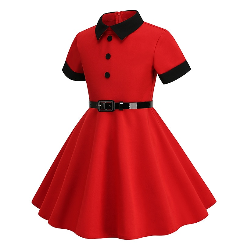 Retró 1950-es Swing ruha Flare ruha Lány Alkalmi / Napi Lánybúcsú Gyermek Ruha Hazatérő ruhák 2025 - $28.99 –P7