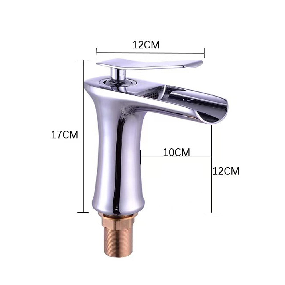Waterfall Bathroom Sink Mixer Faucet 4.7" Spout, Mono Wash Basin Single Handle Basin Taps Washroom with Hot and Cold Hose, Monobloc Vessel Water Brass Tap Deck Mounted 2025 - $89.99 –P1