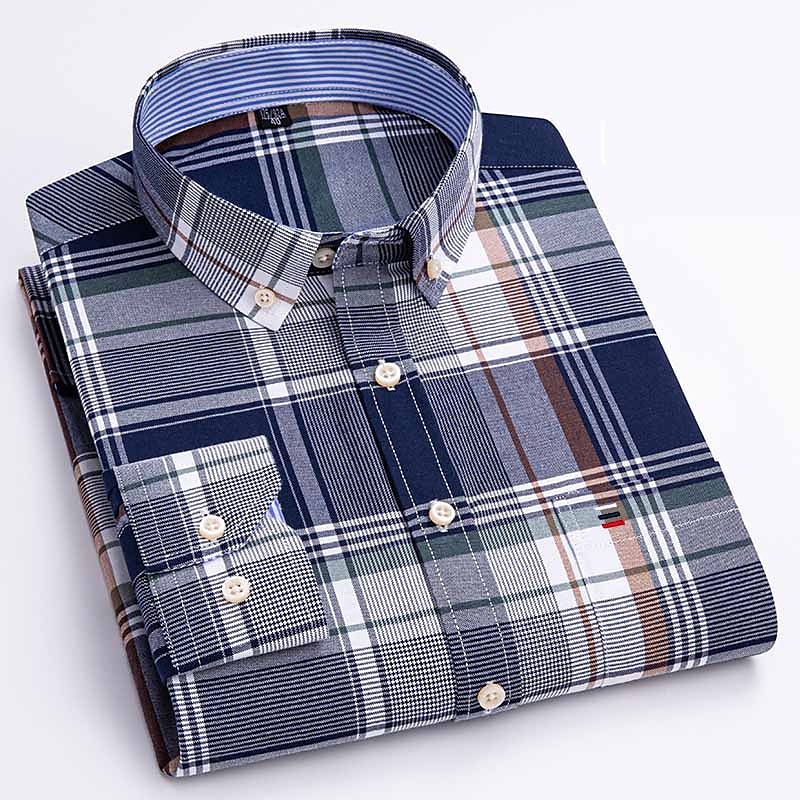 Men's Dress Shirt Button Down Shirt Non Iron Shirt Oxford Shirt Stripes and Plaid Wedding Vacation grey blue Red Blue Brown Long Sleeve Turndown All Seasons Clothing Apparel Button-Down 2025 - $34.99 –P1