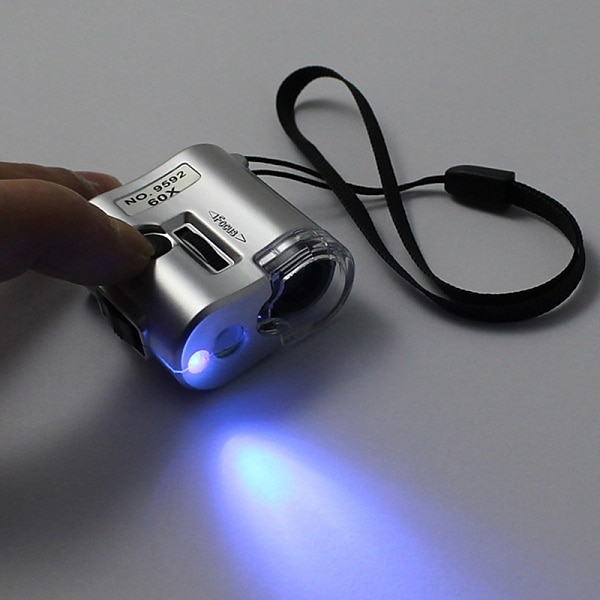 Mini Pocket 60X Microscope Magnifier Glass Jeweler Loupe with LED UV Light 2025 - $9.99 –P4