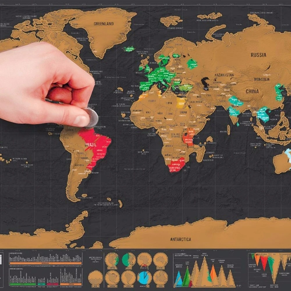 map world edition iso mustakultatyylinen raaputtava matkakartta ripustettava kuva luksusmaailman kartta suunniteltu matkailijoille 2025 - $11.99 –P2