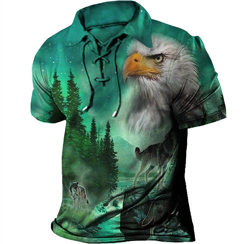Per uomo Albero Stampe astratte Aquila POLO Camicia da golf Golf Manica corta Camicia Collo ripiegabile Esterno Strada Verde chiaro Rosso Blu Viola Verde A cordoncino Stampa Abbigliamento Sportivo Di del 2026 a $23.99 –P2