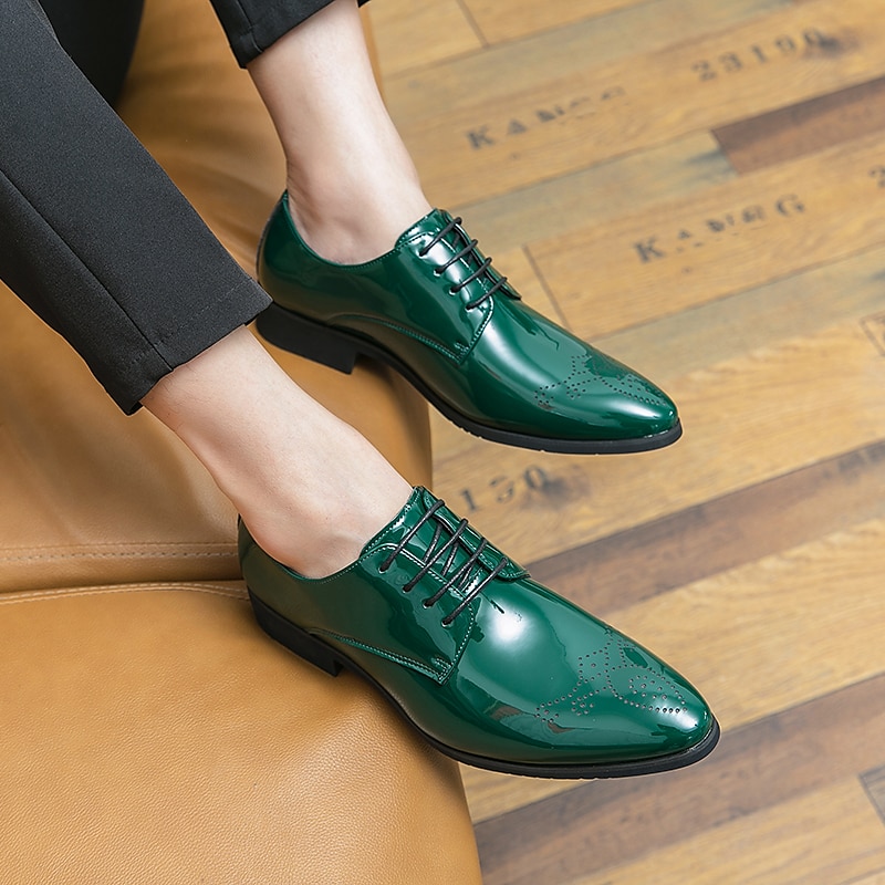 Herren Outdoor Derby-Schuhe Bullock Schuhe Abendschuhe Karierte Schuhe im britischen Stil Geschäftlich Britisch Party & Abend St. Patricks Day PU Schnürsenkel Schwarz Grün Farbverlauf Frühling Herbst 2025 - $54.99 –P18