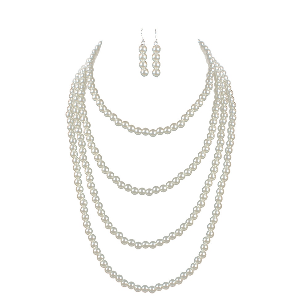 Pendientes collar de perlas gargantilla 2 uds accesorios de aleta retro vintage 1920s aleación para rugir 20s flapper cosplay disfraz de mujer joyería de moda 2026 - $14.99 –P5