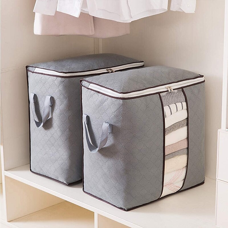 Large Capacity Clothes Storage Bag Clear Window Blanket Bag Thick Storage  Box