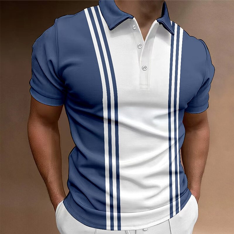 Férfi Button Up Polos POLO trikó Hétköznapi Szabadság Hajtóka Rövid ujjú Divat Alap Színes Gomb Nyár Normál Medence Khakizöld Sötétkék Szürke Button Up Polos 2025 - $15.49 –P3