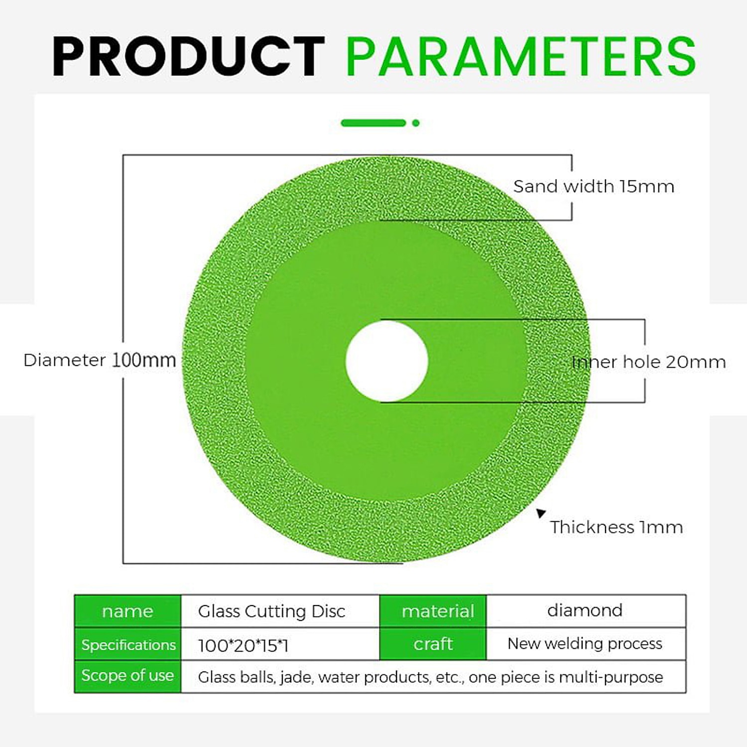 Saw Blade Tool Glass Cutting Disc Diamond High-temperature Resistant Accessories Green Angle Grinder Grinding Wheel 2025 - $11.99 –P1