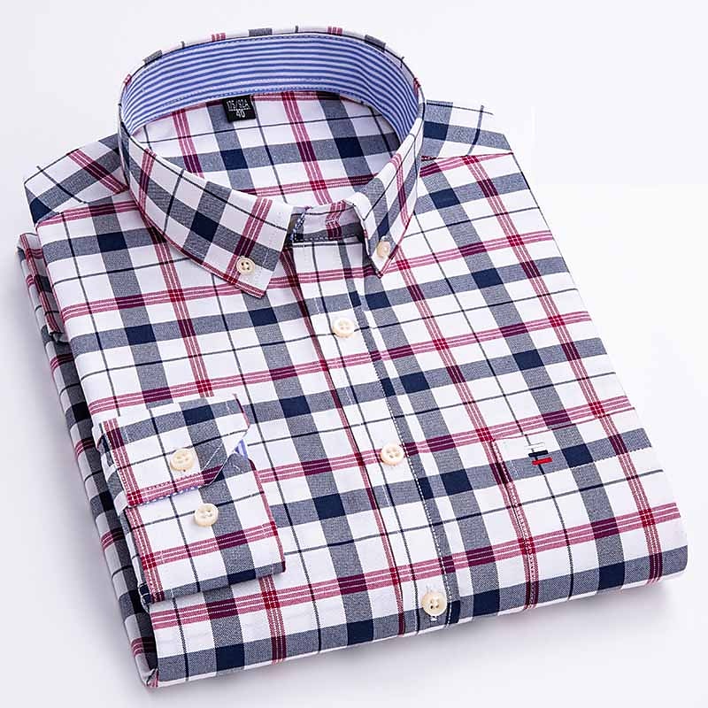 Men's Dress Shirt Button Down Shirt Non Iron Shirt Oxford Shirt Stripes and Plaid Wedding Vacation grey blue Red Blue Brown Long Sleeve Turndown All Seasons Clothing Apparel Button-Down 2025 - $34.99 –P8