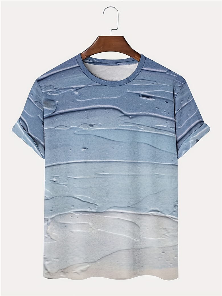 בגדי ריקוד גברים חולצה קצרה טופ טי שרוול קצר צווארון עגול קצר קיץ שיפוע אופנתי מעצב בסיסי חופשה רחוב ליציאה כחול חולצה עליונה לגברים 2025 - $15.49 –P2