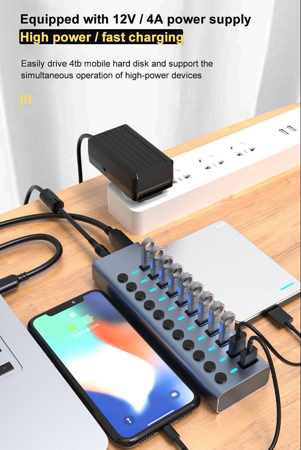 USB 3.0 HUB USB Splitter Multi Usb 3 0 Hub Several Ports With Switch Power Supply Adapter Multiple Usb 3.0 Extender Hub For Pc 2025 - $57.99 –P5