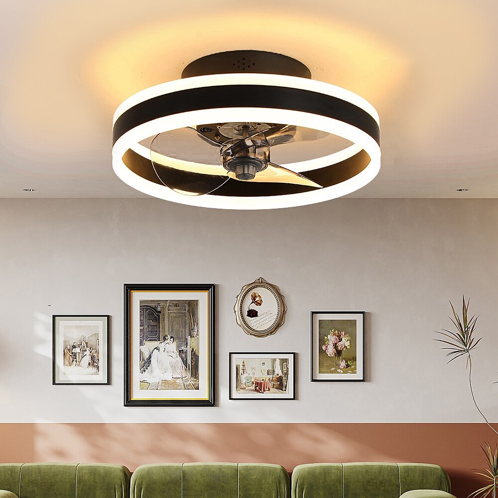 Ceiling Fans with Lights Flush Mount Low Profile Indoor Ceiling Fan,18.7" Dimmable Bladeless Ceiling Fans with Remote Control,Smart 3 Colors 6 Speeds Reversible 2025 - $215.89 –P4