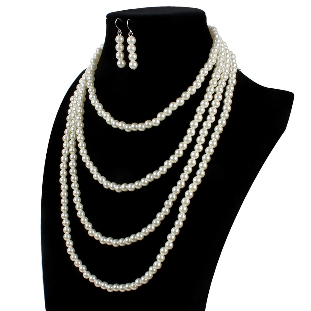 Pendientes collar de perlas gargantilla 2 uds accesorios de aleta retro vintage 1920s aleación para rugir 20s flapper cosplay disfraz de mujer joyería de moda 2026 - $14.99 –P2