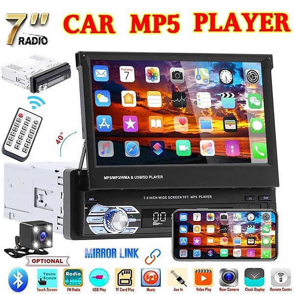 Car Radio Stereo 7 Retractable Screen Multimedia Player BT Autoradio Car  MP5 MP3 Video Player Support