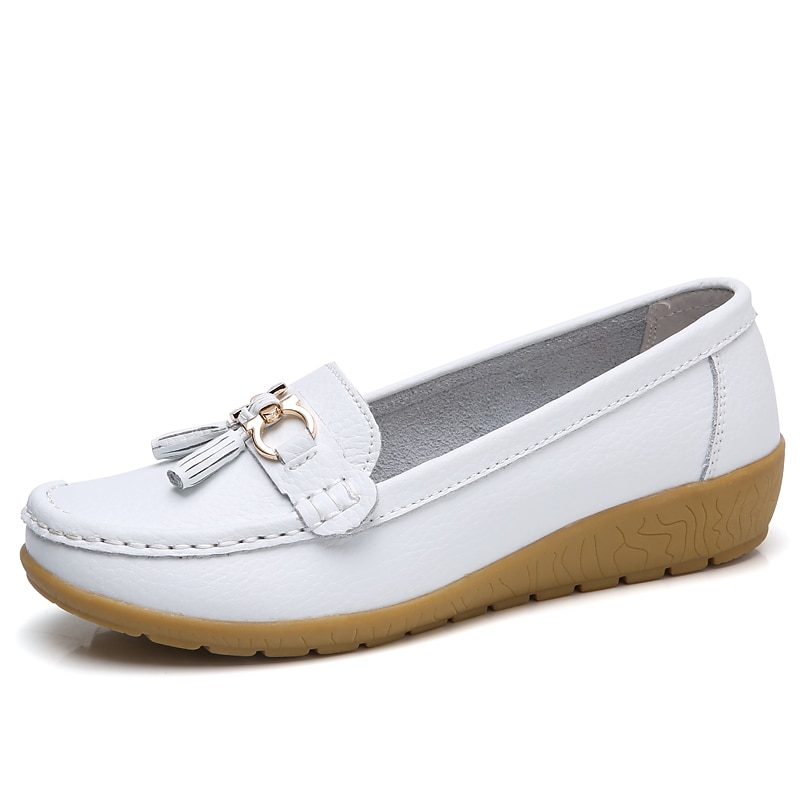Dame Flate sko Slip-Ons Store størrelser Klassiske Loafers Myke sko Arbeid Daglig Vandring Helfarge Sommer Flat hæl Kvadratisk Tå Fritid minimalisme Fuskelær PU Tøfler Lyseblå Vin Svart 2025 - $29.99 –P10
