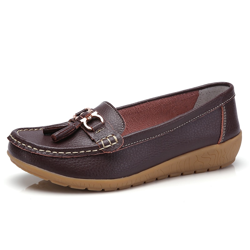 Dame Flate sko Slip-Ons Store størrelser Klassiske Loafers Myke sko Arbeid Daglig Vandring Helfarge Sommer Flat hæl Kvadratisk Tå Fritid minimalisme Fuskelær PU Tøfler Lyseblå Vin Svart 2025 - $29.99 –P12