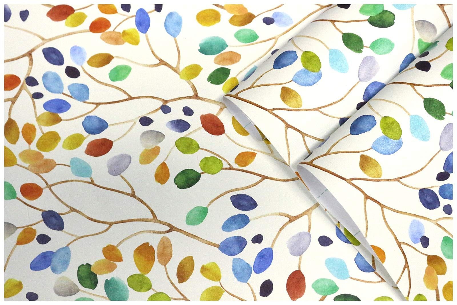Cool Wallpapers Wallpaper Aesthetic Wall Mural Floral Peel and Stick Wallpaper Colorful Forest Beige/Orange/Blue Removable Contactpaper for Nursery Decorations 17.7in x 118in 2025 - $6.49 –P7