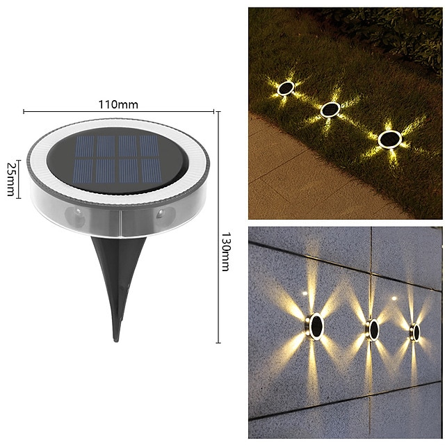 6led solcellelys utendørs ip65 vanntett nedgravd lys for terrasse plentrapper trinn hagedekorasjon utendørs solcellelys 2025 - $18.99 -P1