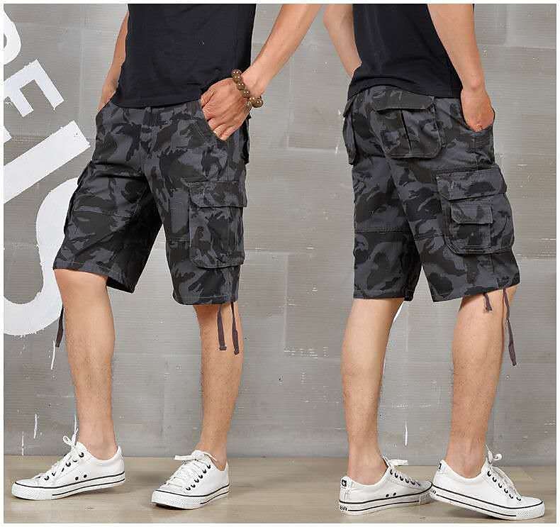 Men's Cargo Shorts Baggy Shorts Multi Pocket 6 Pocket Camouflage Breathable Knee Length Sports Outdoor Streetwear Casual Black Blue 2025 - $23.99 –P4