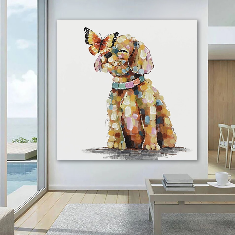 2026年 ハング塗装油絵 手描きの 方形 動物 近代の 内枠を含めます  コレクション – QAR 473.6 –P6