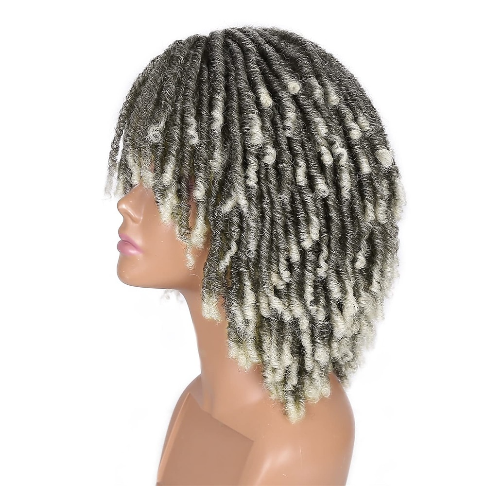 dreadlock pruik korte twist pruiken voor zwarte vrouwen en mannen afro krullend synthetische pruik 2025 - $47.99 –P12