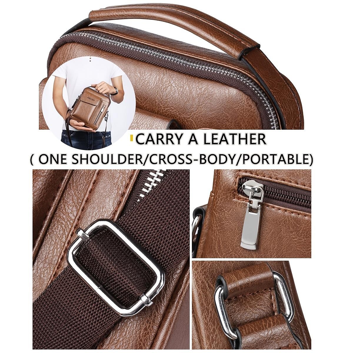 Mens PU Leather Briefcases Business Bag Shoulder Bag Fashion Crossbody Bag Retro Messenger Bags Casual Satchel Travel Bag Valentine's Day Gift 2025 - $16.99 –P8