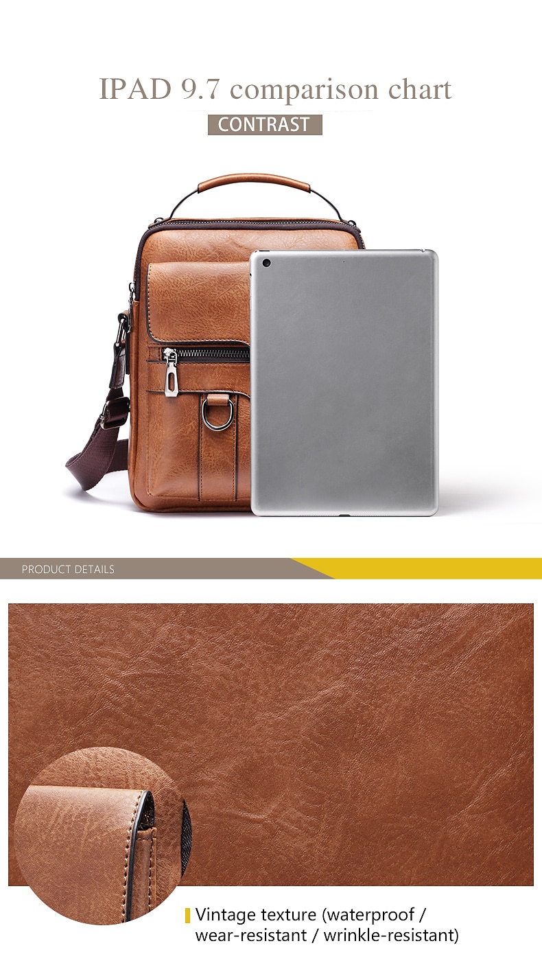 heren imitatie leren crossbody tas – vintage stijl schoudertas met meerdere zakken voor werk, reizen of casual gebruik 2025 - $24.99 –P4