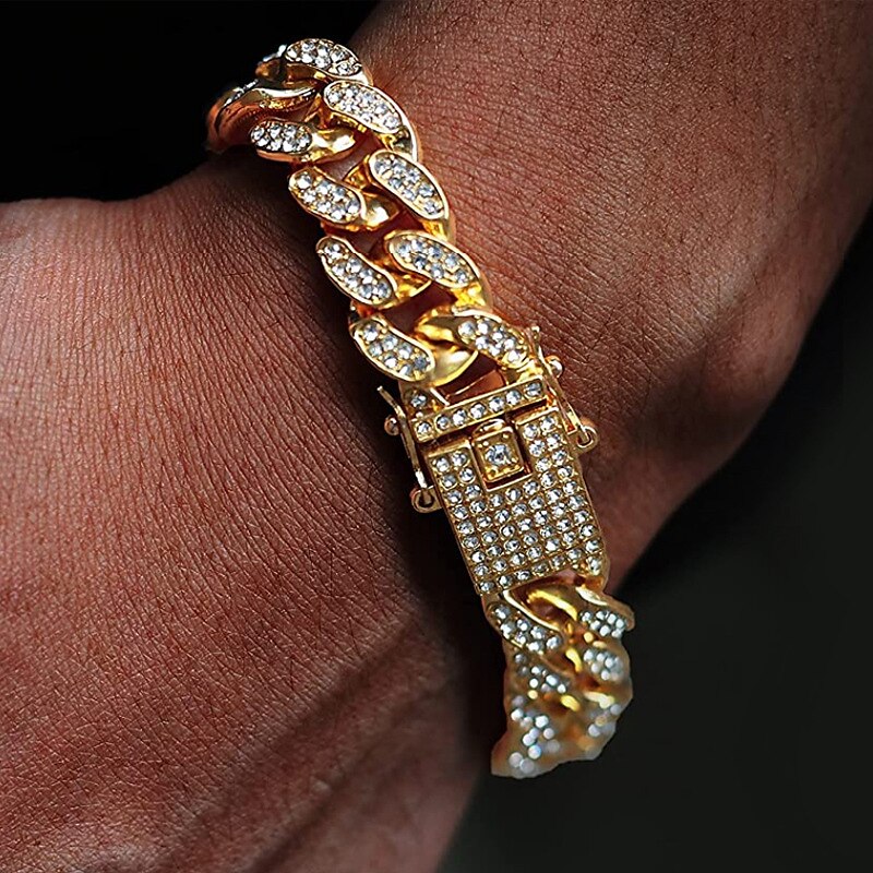 Men's Quartz Watch with Chain Bracelet Set Fashion Luxury Bling Diamond Hiphop Analog Men Quartz Wristwatch Calendar Waterproof Men's Watch 2025 - $19.99 –P4