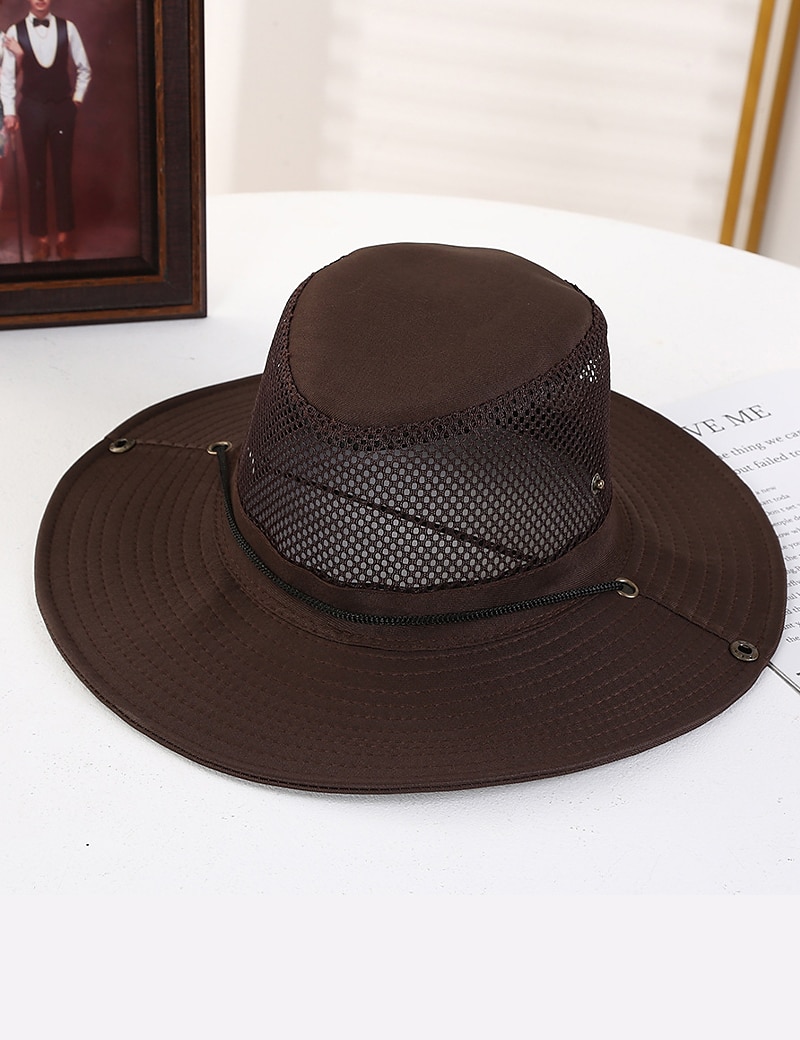 Herr Fiskarhatt Solhatt Fiskehatt Boonie hatt Vandringshatt Svart Mörk marin Bomull Nät Bred kant Stylish Ledigt Dagligen Friluftskläder Helgdag Slät UV Solskydd Solskyddskräm 2025 - $13.99 –P5