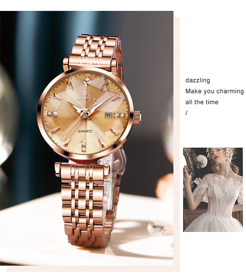New Olevs Brand Ladies' Watches Luminous Decorative Calendar Quartz Watches American-Style Diamond-Set Waterproof Small Green Watches Mother's Day Gift for Women'S Watches Tide 2026 - $37.99 –P8