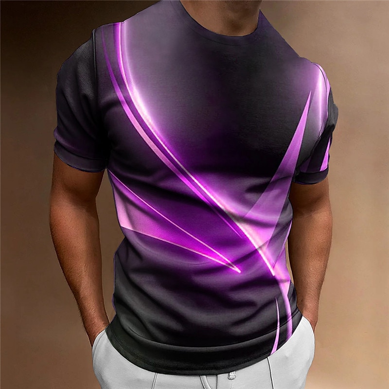 Herre Grafisk Fargeblokk T skjorte Kortermet T skjorte 3D-utskrift Crew-hals Skjorte Årgang Mote Designer utendørs Daglig Sport Gul Blå Lilla Vår sommer Klær S M L XL 2XL 3XL 2025 - $17.99 –P2
