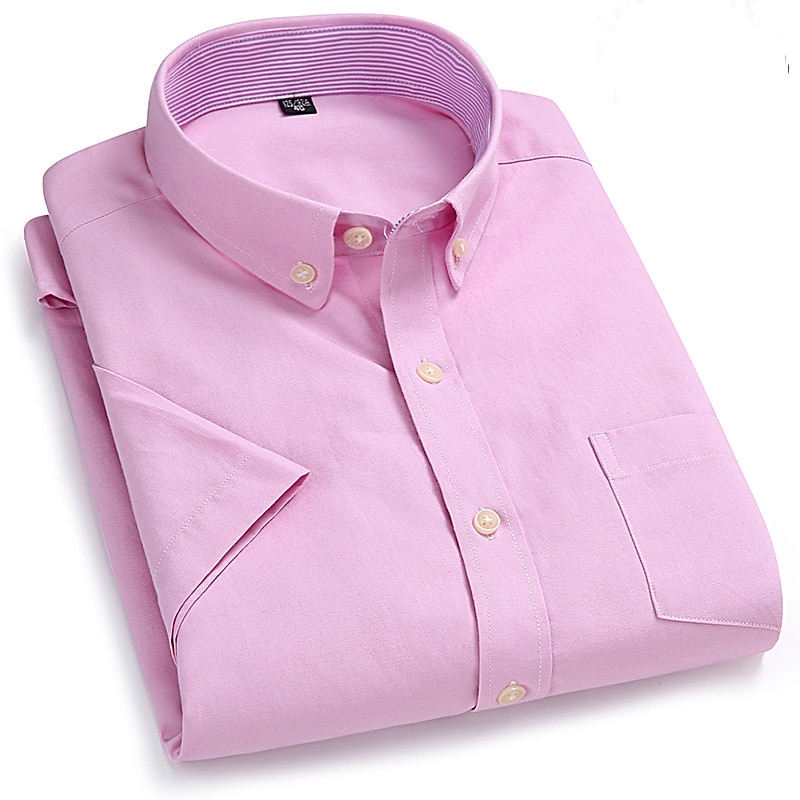 Herr Skjorta Button Down skjorta Icke-järnskjorta Oxford skjorta Enfärgad / vanlig färg Bröllop Kontor & Karriär Svart Vit Gul Mörk marin Kortärmad Tröjkrage Vår & sommar Kläder 2025 - $21.99 –P1