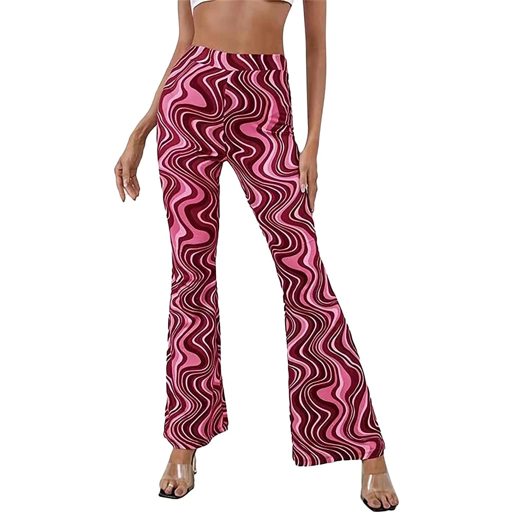 Hippie Retro Vintage Boho 1970er Disko Hose Glockenhose Hose mit weitem Bein Yoga-Hose Damen Kostüm Jahrgang Cosplay Hosen Schlager Outfit 2025 - $23.99 –P6