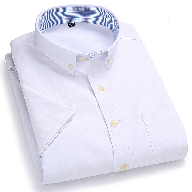 Herr Skjorta Button Down skjorta Icke-järnskjorta Oxford skjorta Enfärgad / vanlig färg Bröllop Kontor & Karriär Svart Vit Gul Mörk marin Kortärmad Tröjkrage Vår & sommar Kläder 2025 - $21.99 –P3