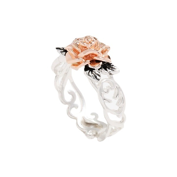 Bague fleur en or rose 14 carats bague de fiançailles fendue en argent 925 plaqué vintage européen et américain de 2025 ? $17.49 –P4