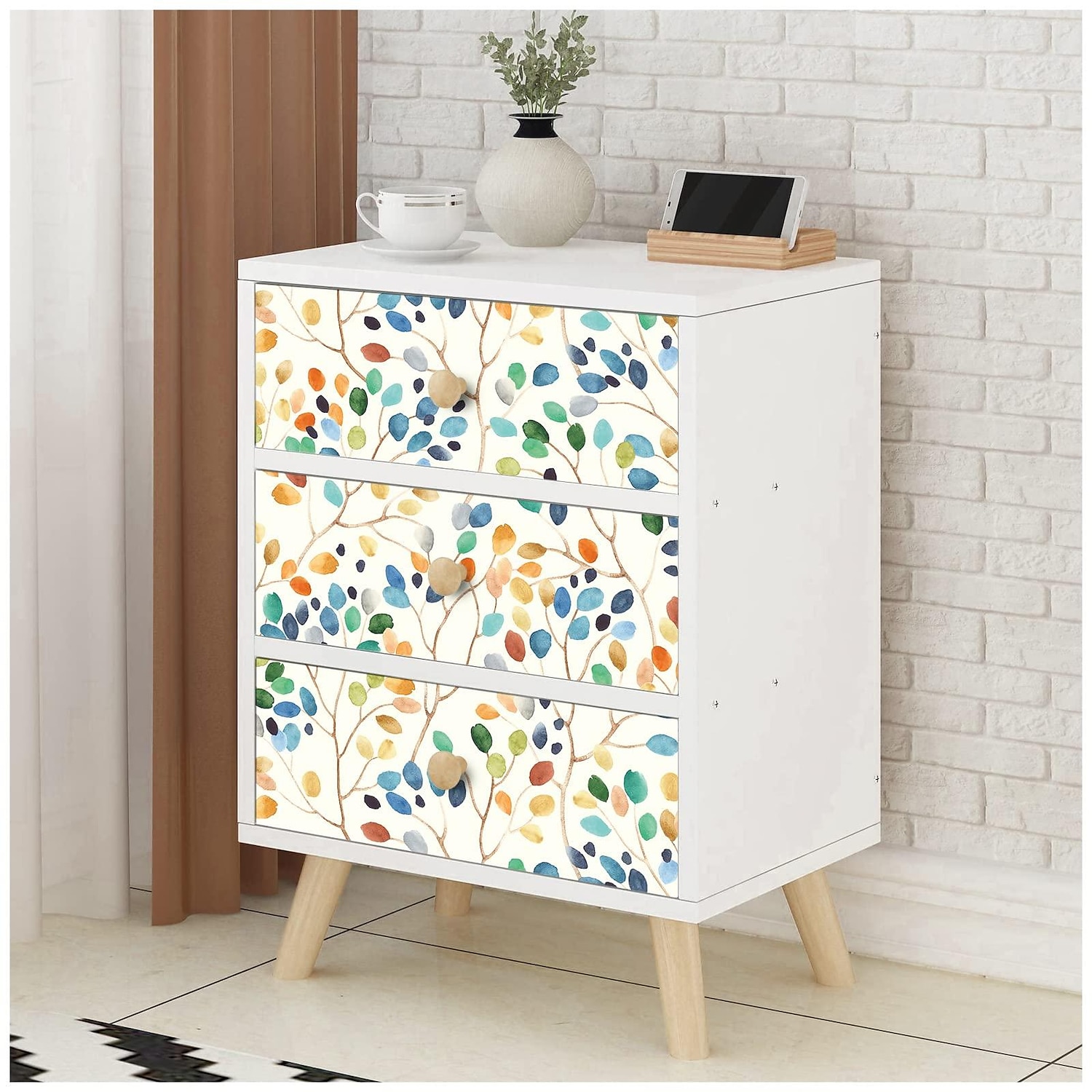 Cool Wallpapers Wallpaper Aesthetic Wall Mural Floral Peel and Stick Wallpaper Colorful Forest Beige/Orange/Blue Removable Contactpaper for Nursery Decorations 17.7in x 118in 2025 - $6.49 –P2