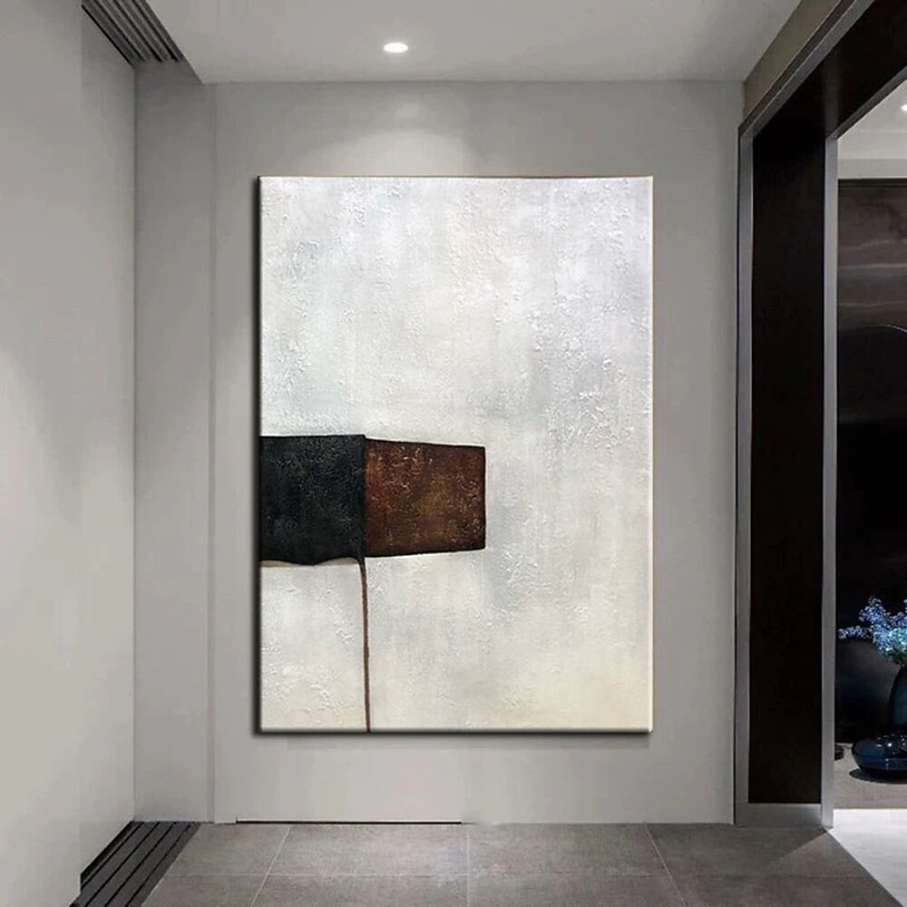 handgemachtes handgemaltes Ölgemälde, modernes großes minimalistisches beige Diptychon-Gemälde auf Leinwand, abstrakte Gemälde in Beige- und Brauntönen, Originaldekor, kein Rahmen, ungedehnt 2025 - $116.99 –P3