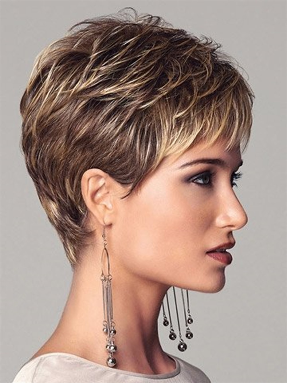 perucas curtas castanhas escuras loiras mistas com mechas curtas com franja perucas sintéticas em camadas para mulheres perucas naturais de reposição de cabelo de 2025 por $23.99 –P2