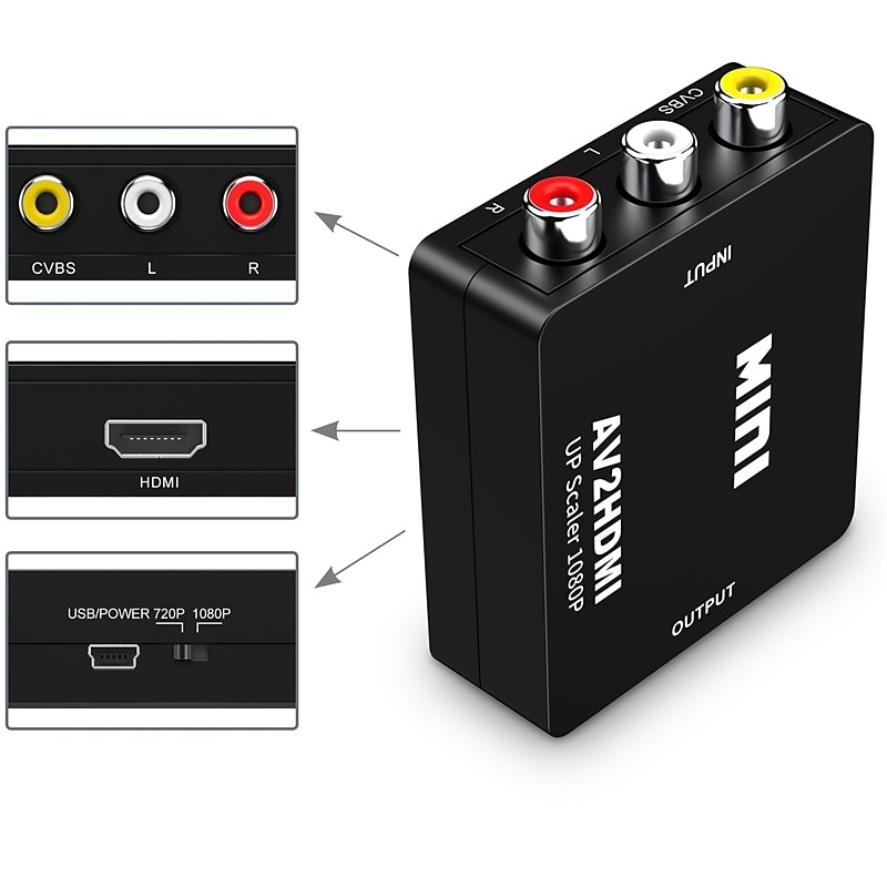 2025年 rca から hdmi av から hdmi へのコンバーター 1080p ミニ rca コンポジット cvbs ビデオ オーディオ コンバーター アダプター TV/PC/ ps3/ stb/xbox vhs/vcr/ブルーレイ DVD プレーヤー用の pal/ntsc をサポート  コレクション – $20.99 –P4